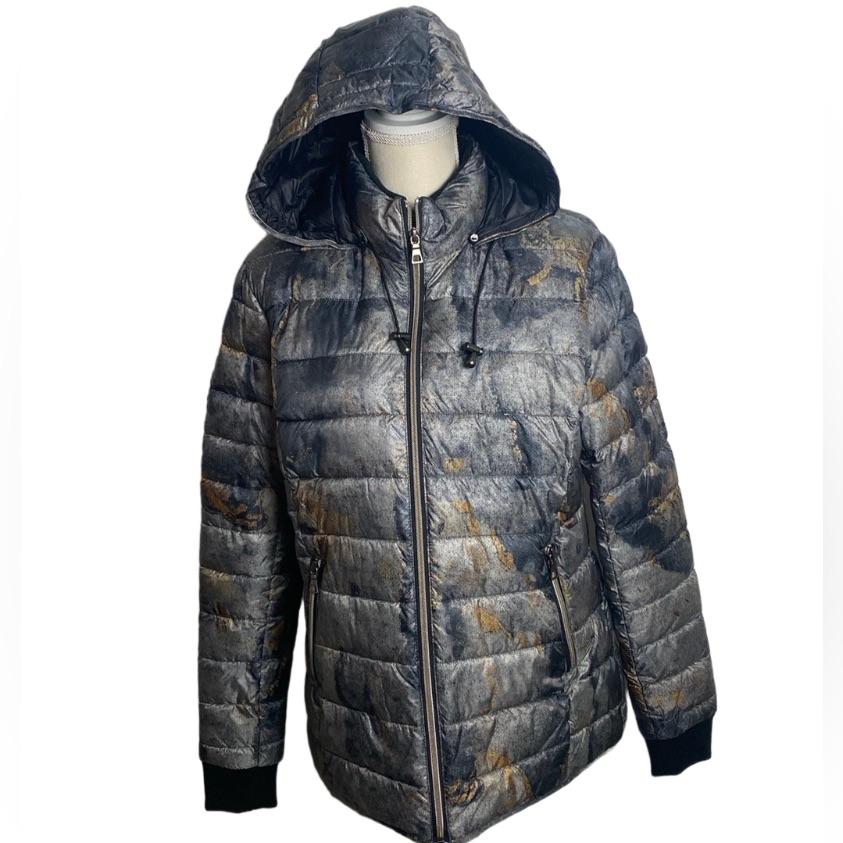 Charlie B Women's Grandeur Sienne Puffer Hoodie Jacket Pockets Size Medium New